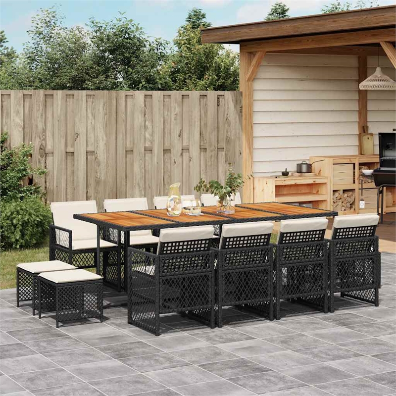 vidaXL Garden Dining Set Black Rattan 28.7
