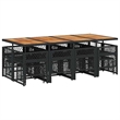 vidaXL Garden Dining Set Black Rattan 28.7