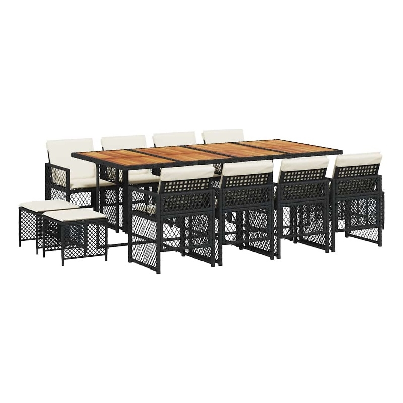 vidaXL Garden Dining Set Black Rattan 28.7