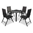 vidaXL 5 Piece Patio Dining Set with Folding Chairs Aluminum Black