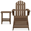 vidaXL Patio Adirondack Chair with Ottoman&Table Solid Fir Wood Brown