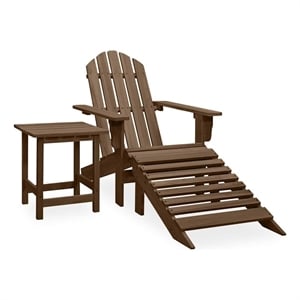 vidaXL Patio Adirondack Chair with Ottoman&Table Solid Fir Wood Brown