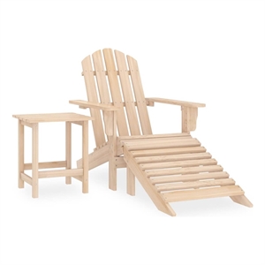 vidaXL Patio Adirondack Chair with Ottoman and Table Solid Fir Wood