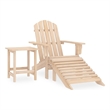 vidaXL Patio Adirondack Chair with Ottoman and Table Solid Fir Wood