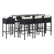 vidaXL 9 Piece Patio Bar Set with Cushions Black Poly Rattan