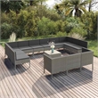 vidaXL 14 Piece Patio Lounge Set with Cushions Poly Rattan Gray
