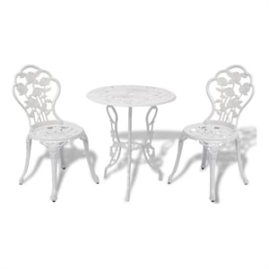 vidaXL 3 Piece Bistro Set Cast Aluminum White