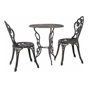 vidaXL 3 Piece Bistro Set Cast Aluminum Bronze