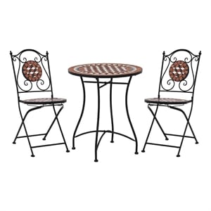 vidaXL 3 Piece Mosaic Bistro Set Ceramic Tile Terracotta