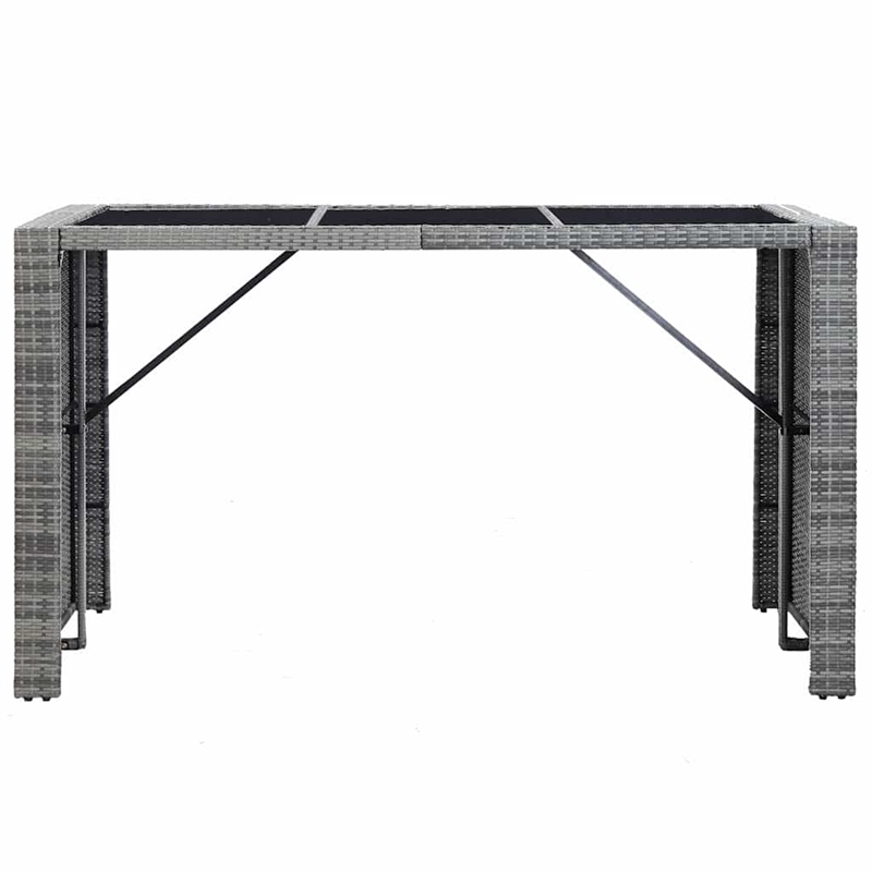 vidaXL 7 Piece Patio Bar Set with Cushions Poly Rattan Gray
