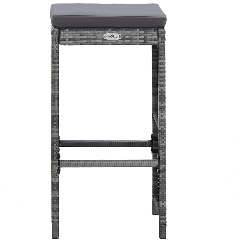 vidaXL 7 Piece Patio Bar Set with Cushions Poly Rattan Gray