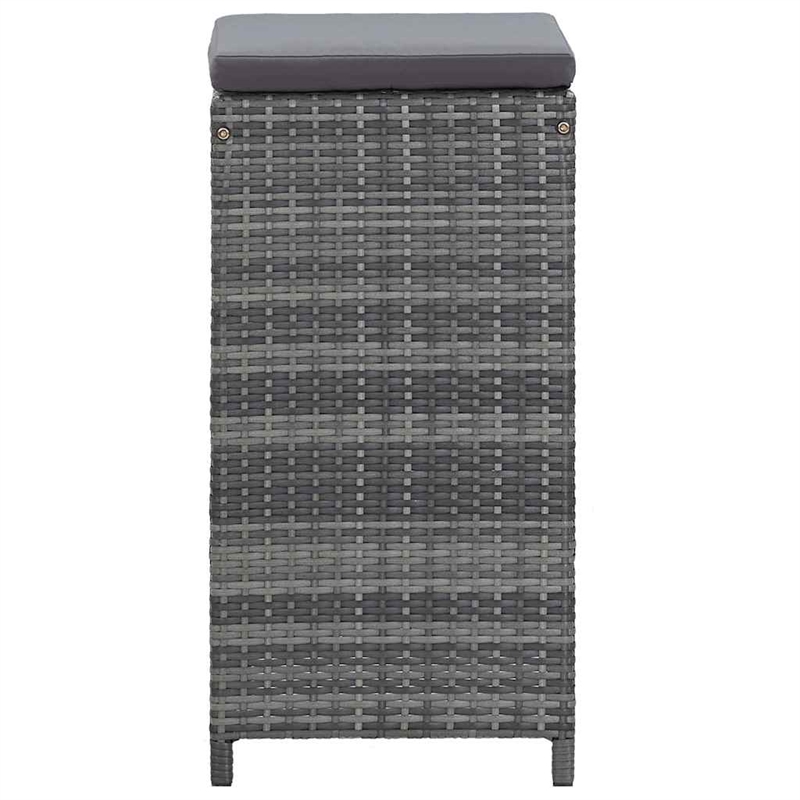 vidaXL 7 Piece Patio Bar Set with Cushions Poly Rattan Gray