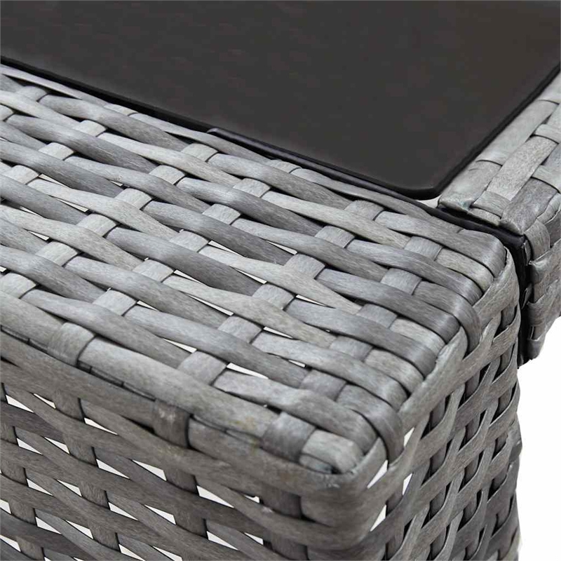 vidaXL 7 Piece Patio Bar Set with Cushions Poly Rattan Gray