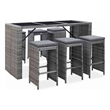vidaXL 7 Piece Patio Bar Set with Cushions Poly Rattan Gray