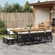 vidaXL Garden Dining Set Black PE rattan 12-seater Foldable