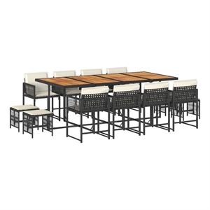 vidaXL Garden Dining Set Black PE rattan 12-seater Foldable