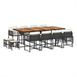 vidaXL Garden Dining Set Black PE rattan 12-seater Foldable