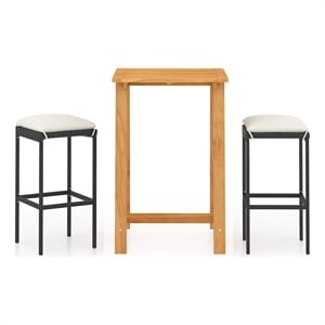 vidaXL 3 Piece Patio Bar Set with Cushions Black