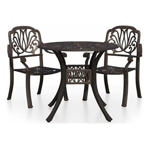 vidaXL 3 Piece Bistro Set Cast Aluminum Bronze