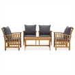 vidaXL 5 Piece Patio Lounge Set with Cushions Solid Acacia Wood