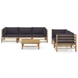 vidaXL 6 Piece Patio Lounge Set with Dark Gray Cushions Bamboo