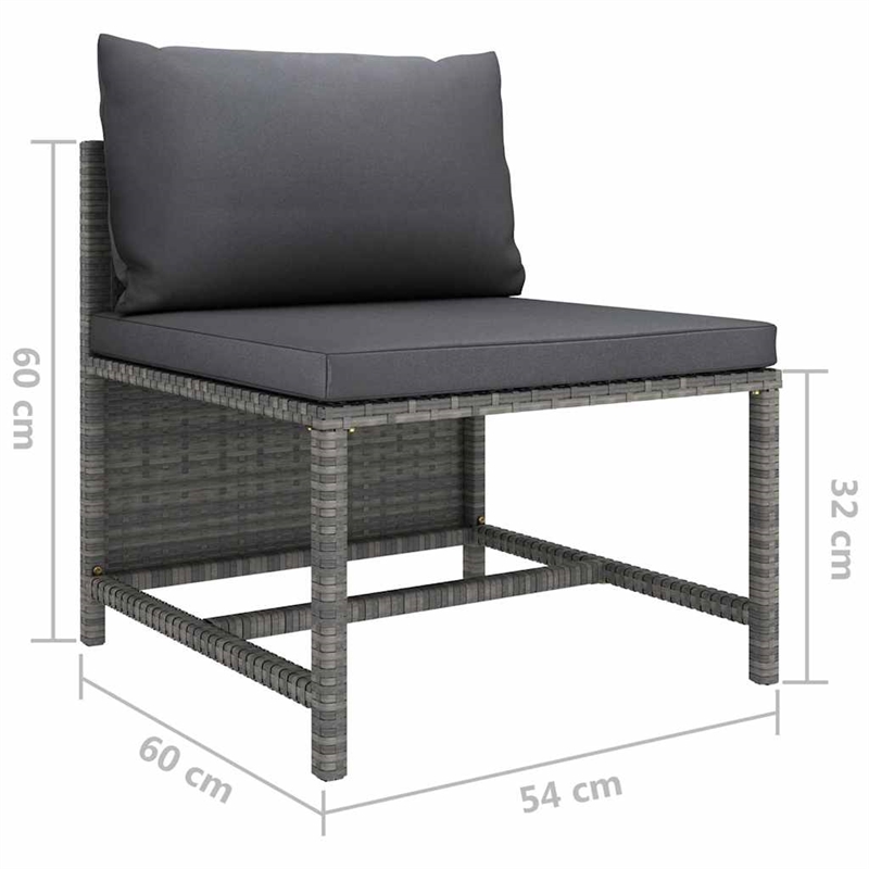 vidaXL 10 Piece Patio Lounge Set with Cushions Poly Rattan Gray