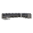 vidaXL 10 Piece Patio Lounge Set with Cushions Poly Rattan Gray
