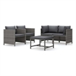 vidaXL 5 Piece Patio Lounge Set with Cushions Poly Rattan Gray