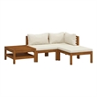 vidaXL 4 Piece Patio Lounge Set with Cream Cushion Solid Acacia Wood