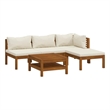 vidaXL 5 Piece Patio Lounge Set with Cream Cushion Solid Acacia Wood