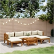 vidaXL 7 Piece Patio Lounge Set with Cream Cushion Solid Acacia Wood