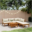 vidaXL 6 Piece Patio Lounge Set with Cream Cushion Solid Acacia Wood