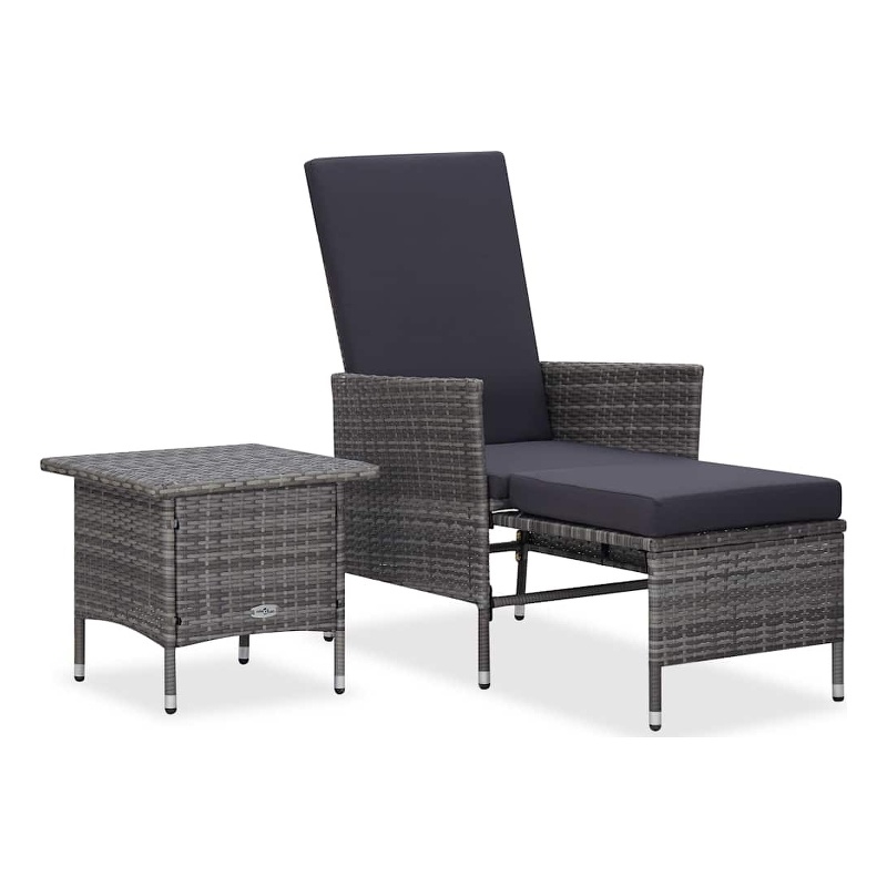 vidaXL 2 Piece Patio Lounge Set with Cushions Poly Rattan Gray