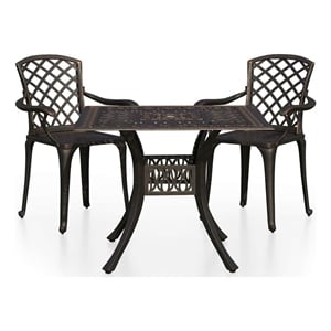 vidaXL 3 Piece Bistro Set Cast Aluminum Bronze