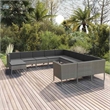 vidaXL 12 Piece Patio Lounge Set with Cushions Poly Rattan Gray