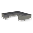 vidaXL 12 Piece Patio Lounge Set with Cushions Poly Rattan Gray