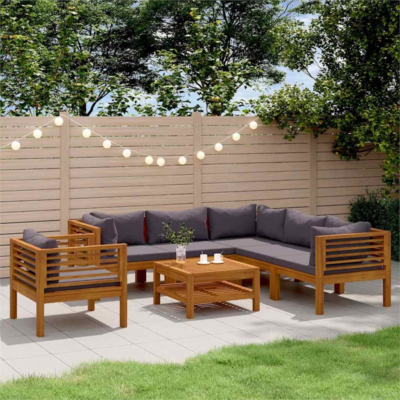 vidaXL 7 Piece Patio Lounge Set with Cushion Solid Acacia Wood