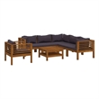 vidaXL 7 Piece Patio Lounge Set with Cushion Solid Acacia Wood