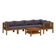 vidaXL 6 Piece Patio Lounge Set with Cushion Solid Acacia Wood