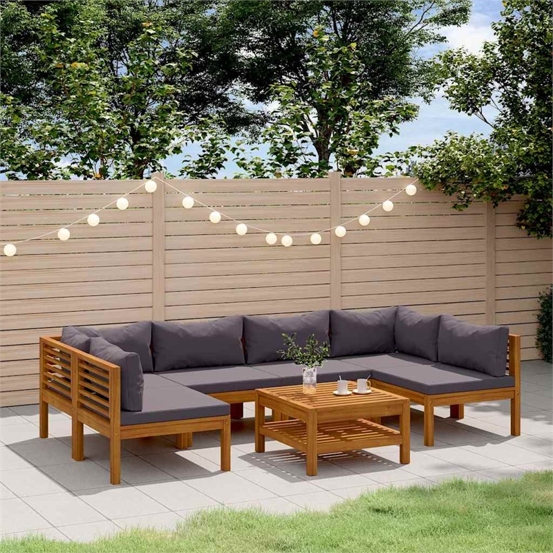 vidaXL 7 Piece Patio Lounge Set with Cushion Solid Acacia Wood