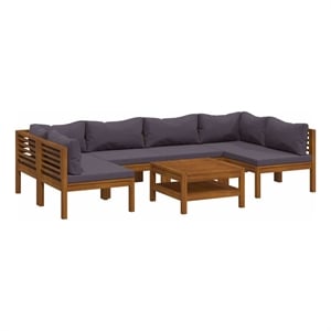 vidaXL 7 Piece Patio Lounge Set with Cushion Solid Acacia Wood