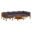 vidaXL 7 Piece Patio Lounge Set with Cushion Solid Acacia Wood