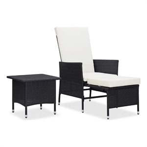 vidaXL 2 Piece Patio Lounge Set with Cushions Poly Rattan Black
