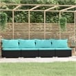 vidaXL 4 Seater Sofa with Cushions Black Poly Rattan