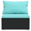 vidaXL 4 Seater Sofa with Cushions Black Poly Rattan