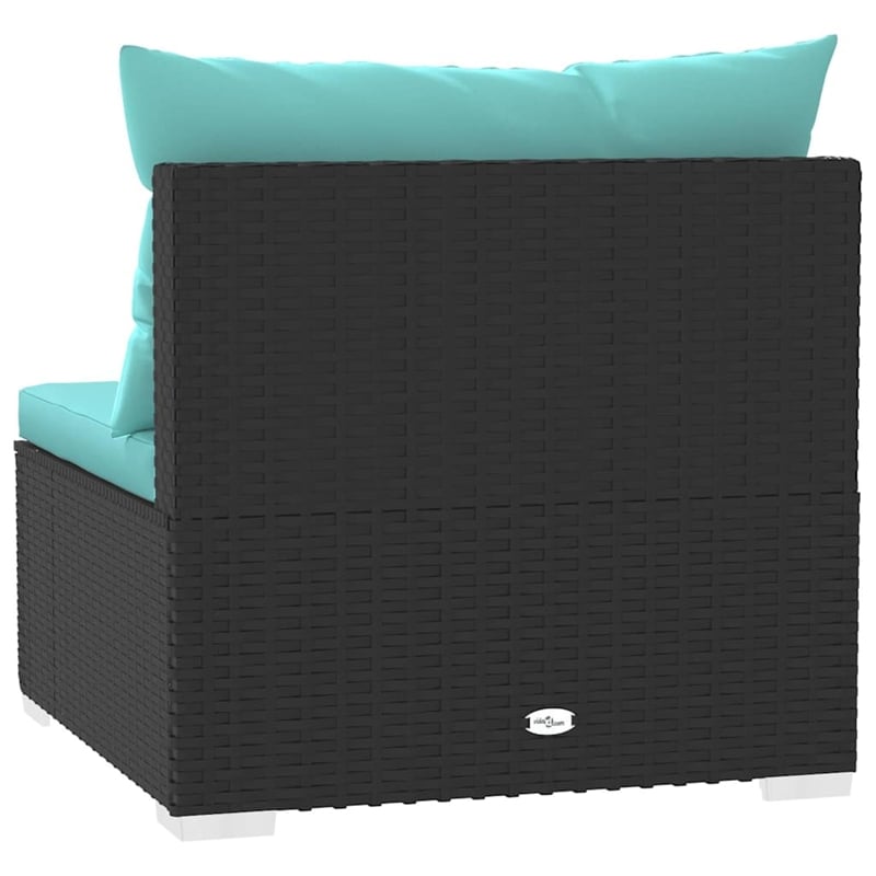 vidaXL 4 Seater Sofa with Cushions Black Poly Rattan