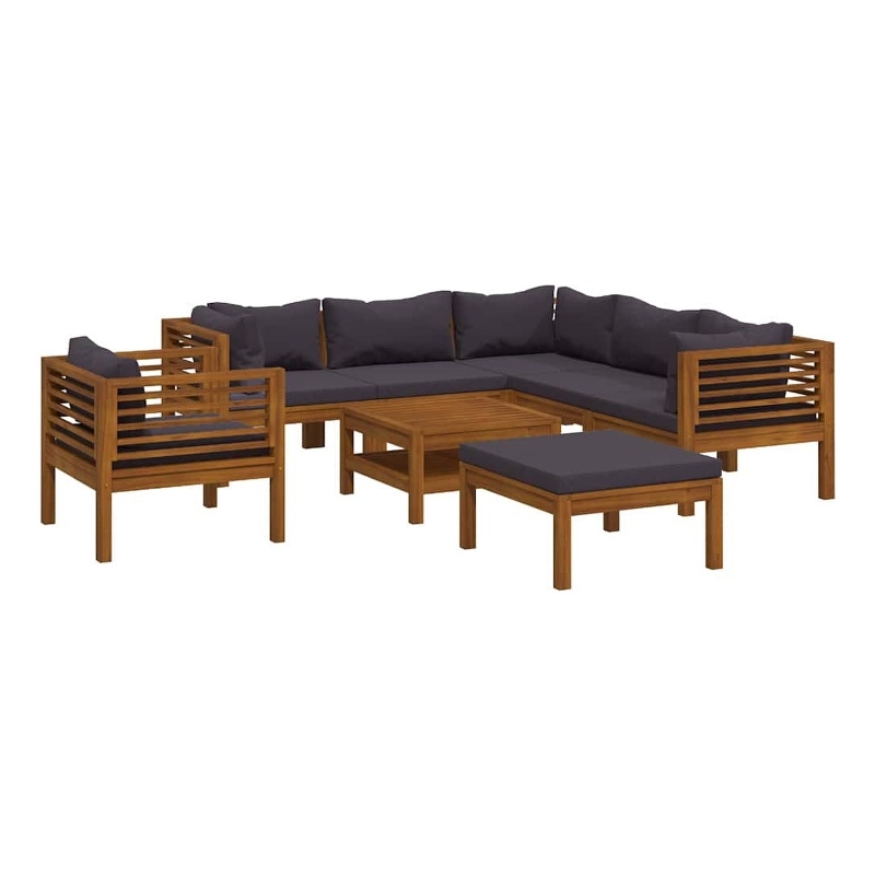 vidaXL 8 Piece Patio Lounge Set with Cushion Solid Acacia Wood