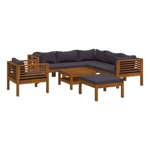 vidaXL 8 Piece Patio Lounge Set with Cushion Solid Acacia Wood