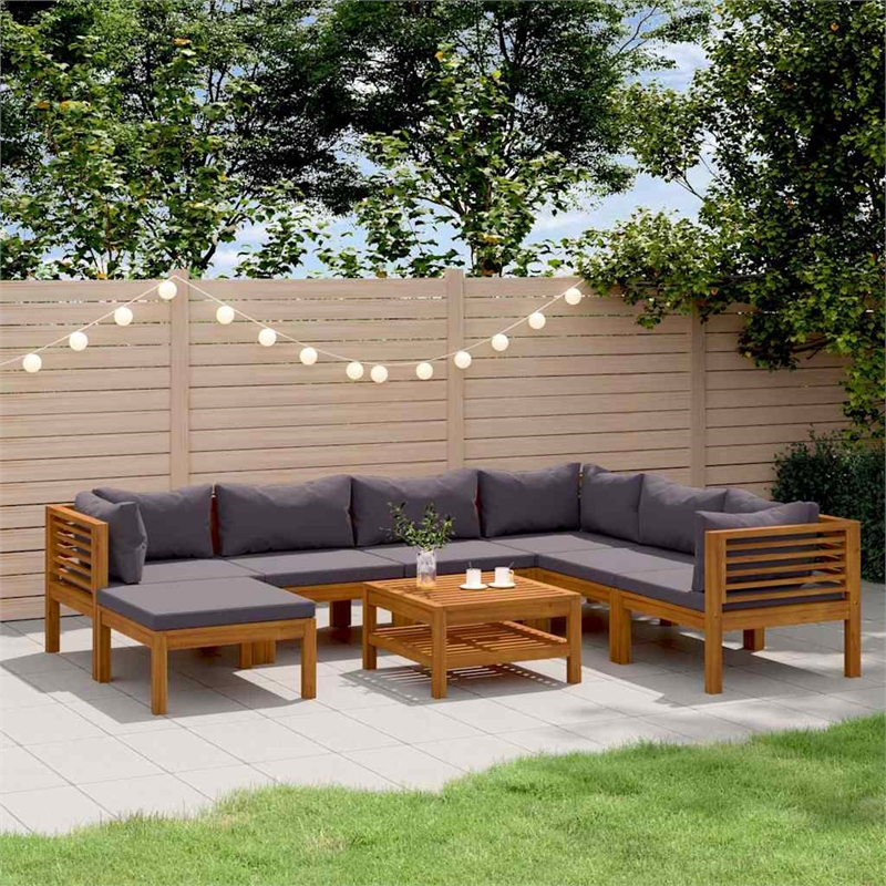vidaXL 8 Piece Patio Lounge Set with Cushion Solid Acacia Wood