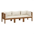 vidaXL 3-Seater Patio Sofa with Cream Cushion Solid Acacia Wood